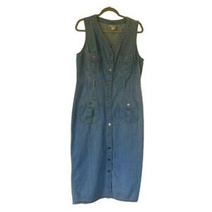 Vintage Studio Denim Jumper Dress Y2K SZ 14 light wash